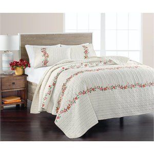 Martha Stewart Embroidered Flowers Quilt, Twin